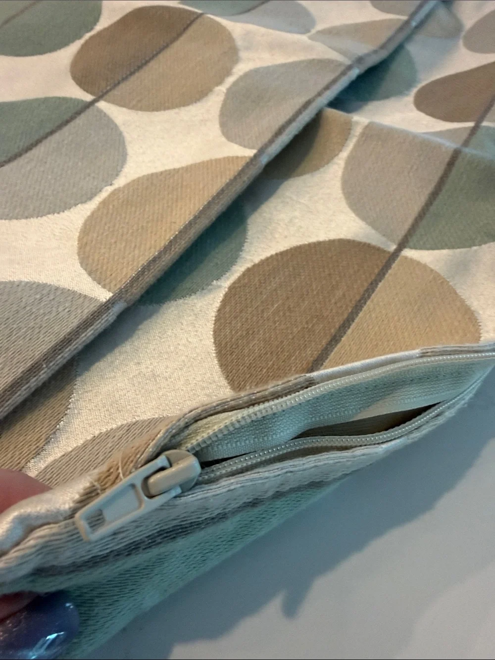 Pair of IKEA OTTIL Pillow Covers 20x20” – White, Beige, and light teal